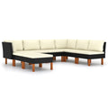 8 Piece Cream White Cushioned Poly Rattan Sectional Outdoor Furniture Set K793349
