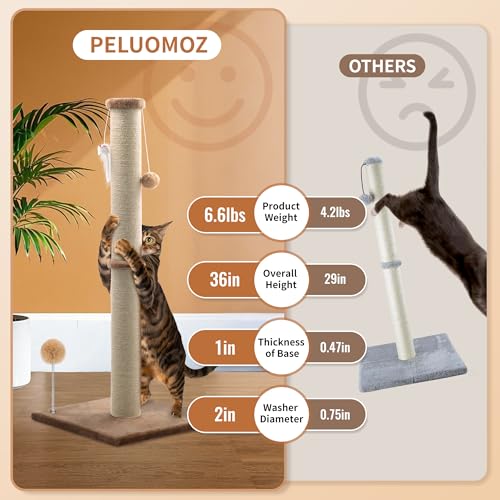 Gray 36 inch Cat Scratching Post with Sisal Rope D563
