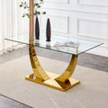 Glass Dining Table with Metal Legs Q88587