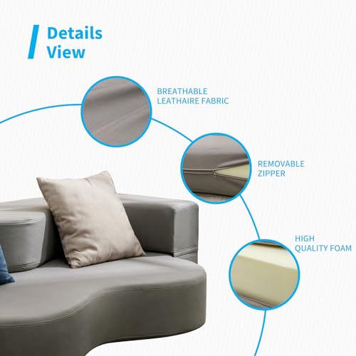 Queen Size Floor Sofa Bed with Memory Foam, Light Gray F744908