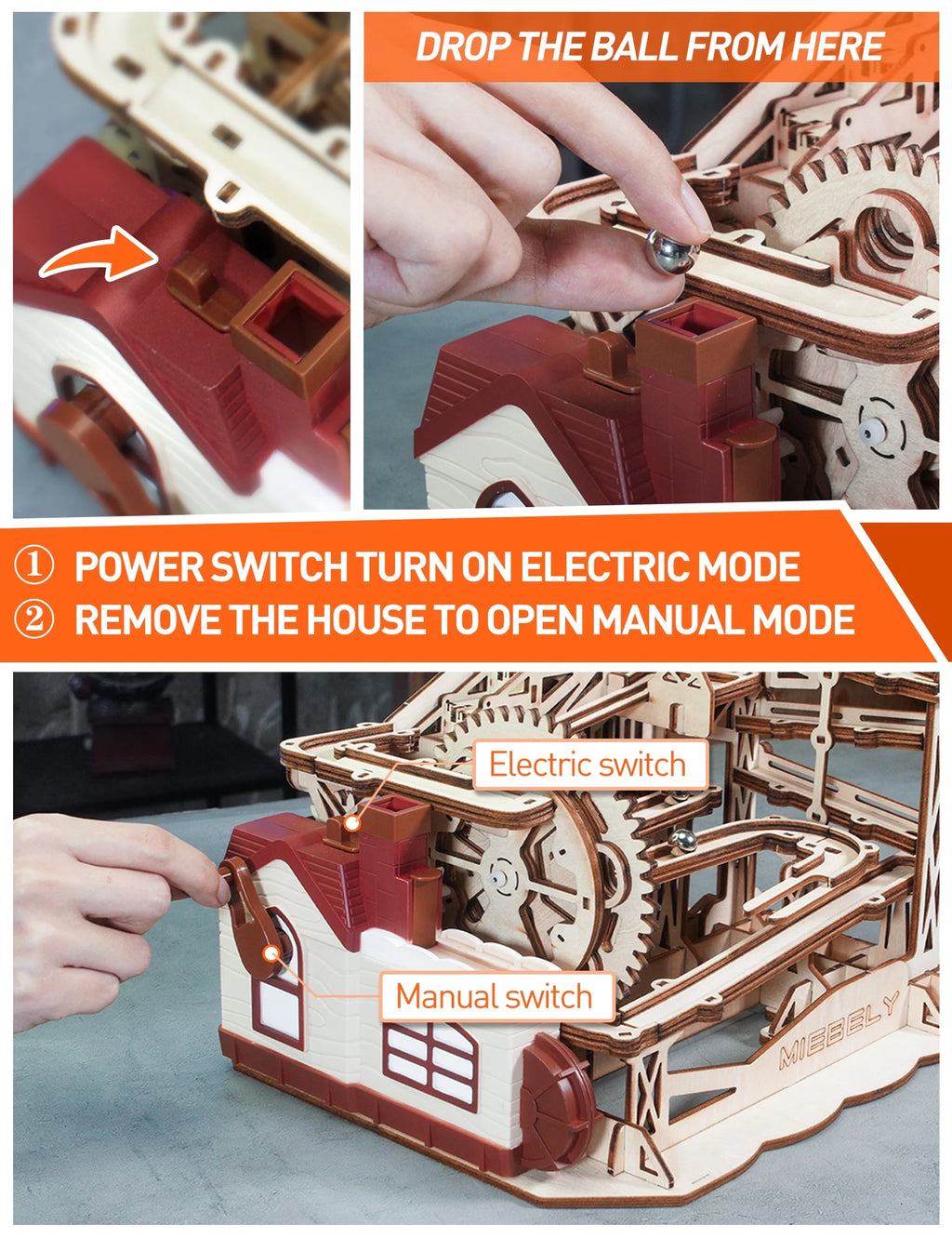 3D Wooden Puzzles Marble Run Model Building Kits with Motor G878
