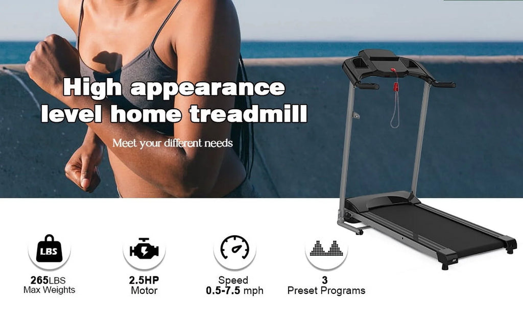 Foldable Electric Treadmill 2.5HP 265LBS Weight Capacity F981995