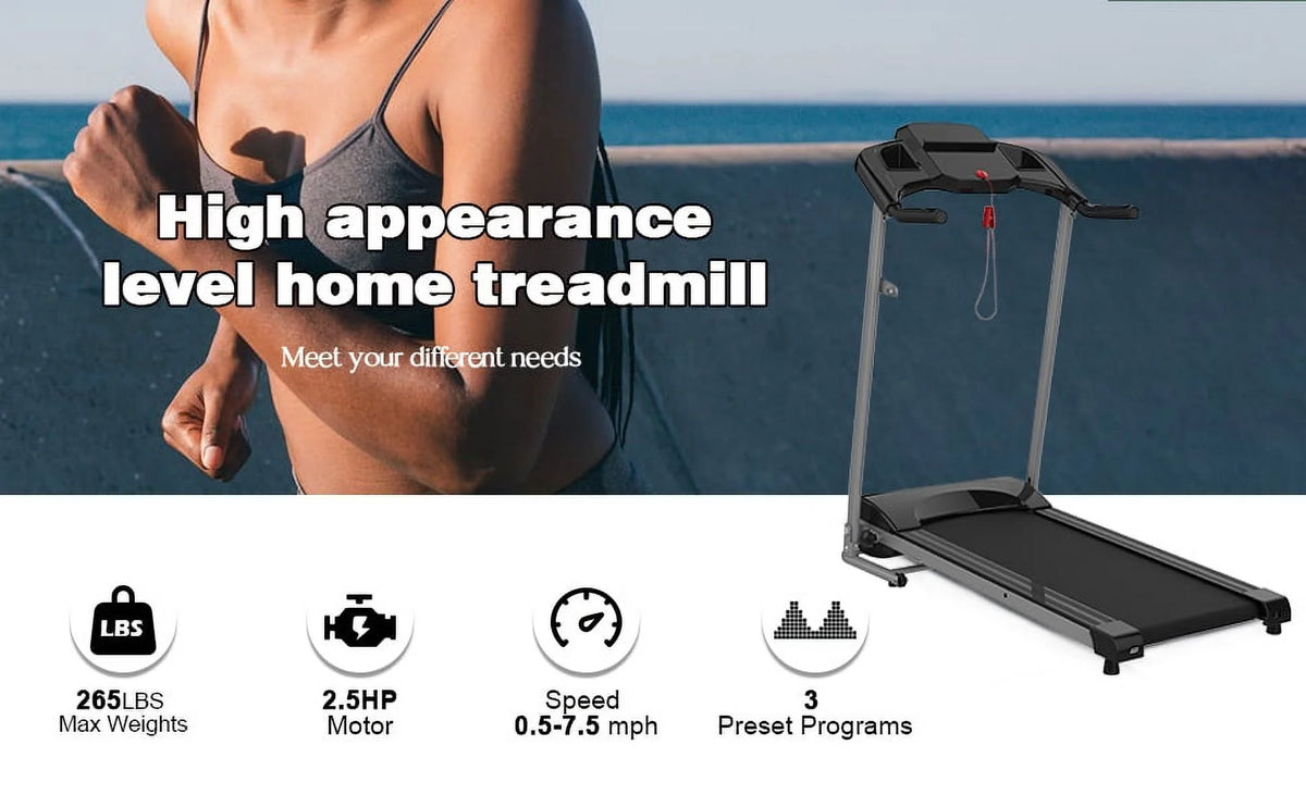 Foldable Electric Treadmill 2.5HP 265LBS Weight Capacity F981995