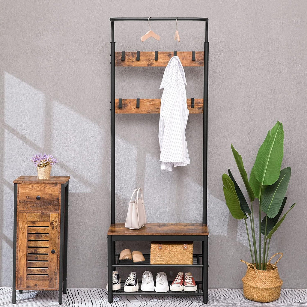 Rustic Brown Storage Cabinet with Drawer and Height-Adjustable Shelves K819229