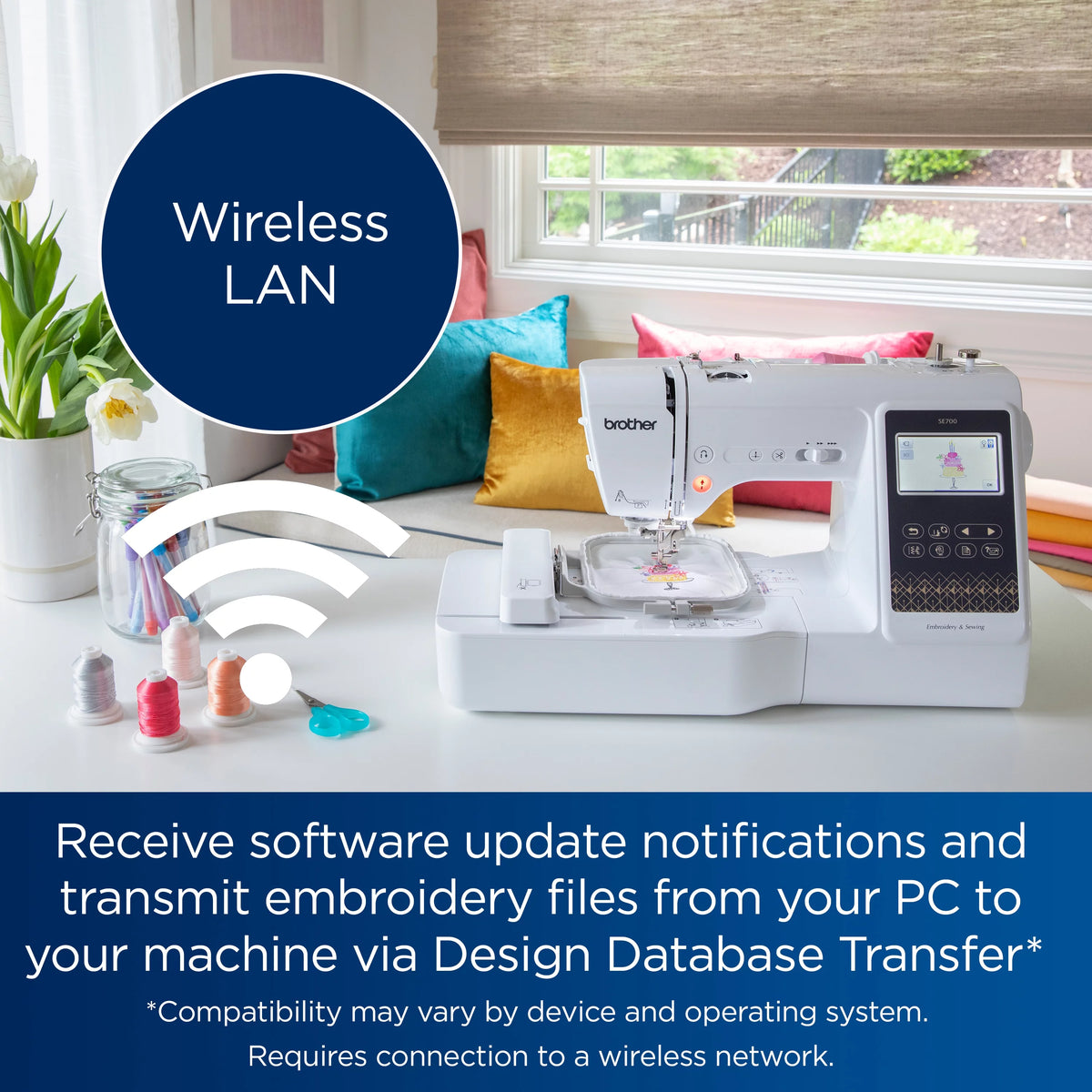 Computerized Sewing & Embroidery Machine with Built-in Designs & Wireless Connectivity L202