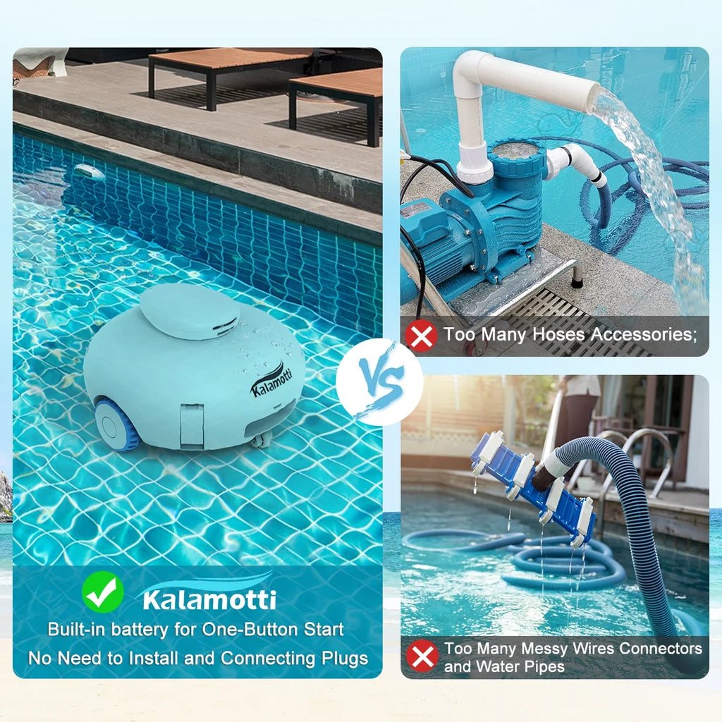 Cordless Robotic Pool Vacuum Cleaner 7500mAh Rechargeable IPX8 Waterproof X57837