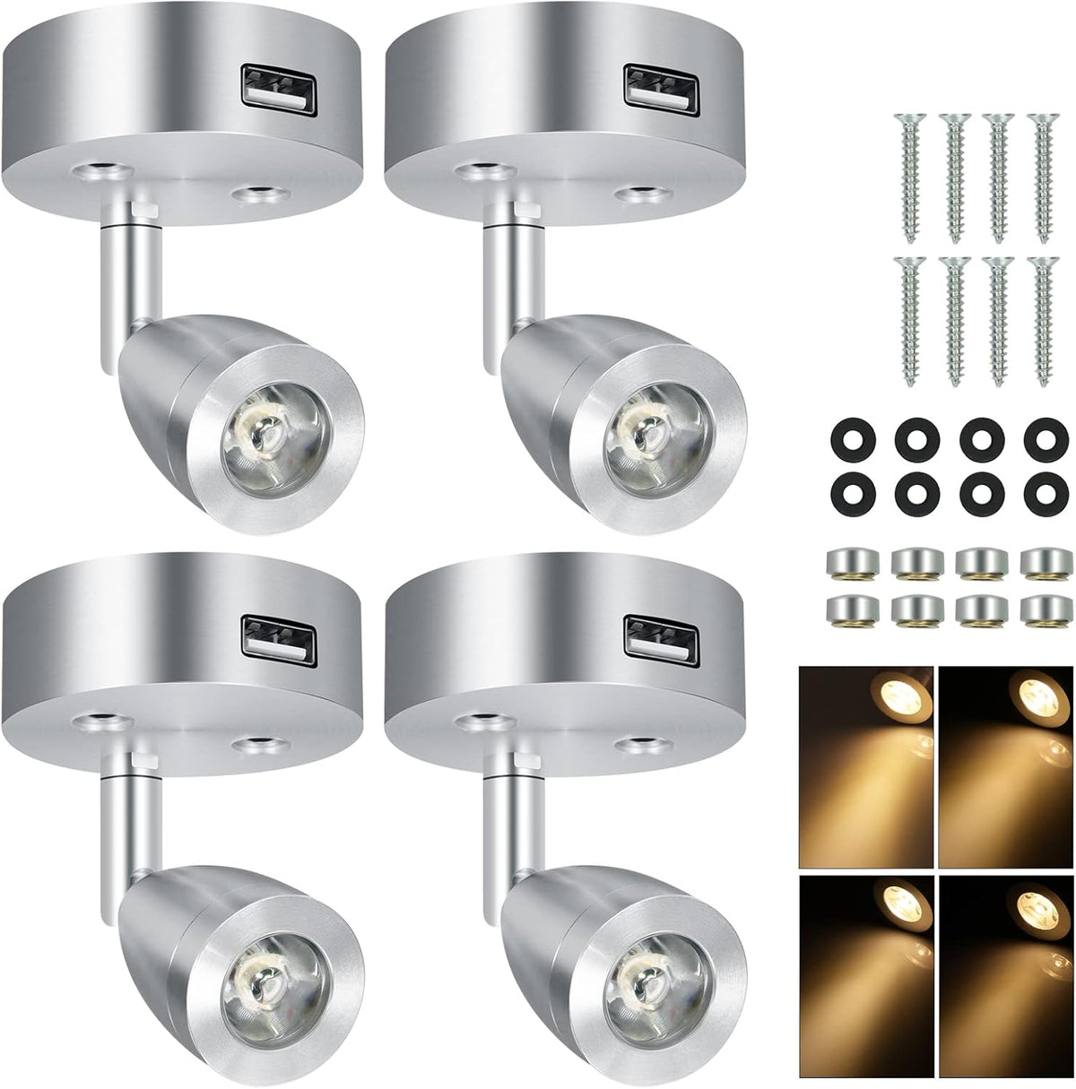 4PCS DC12-24V LED Reading Lamp with USB Port R5301