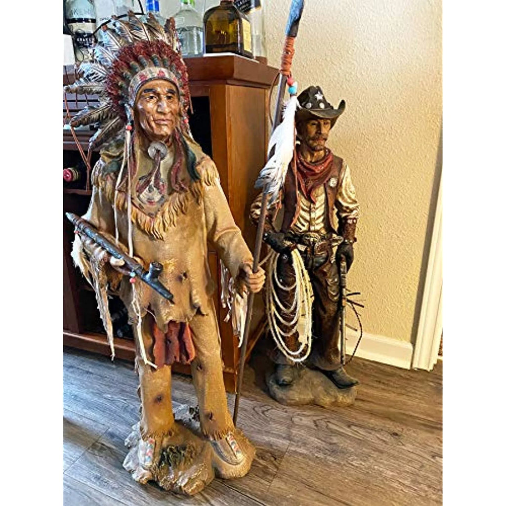 Western Cowboy Statue Hand Painted Figurine Y3980