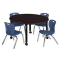 48x22 Round Height Adjustable Classroom Table with 4 Stack Chairs T241010