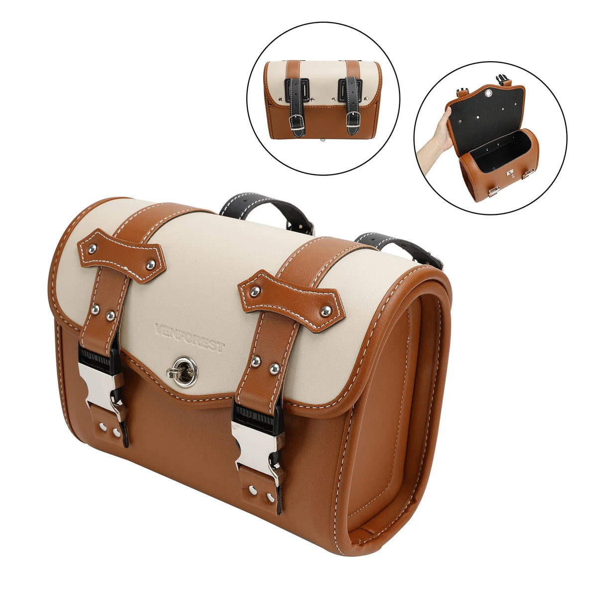 Brown Side Saddlebag Tool Bag Luggage Pouch Storage S60974