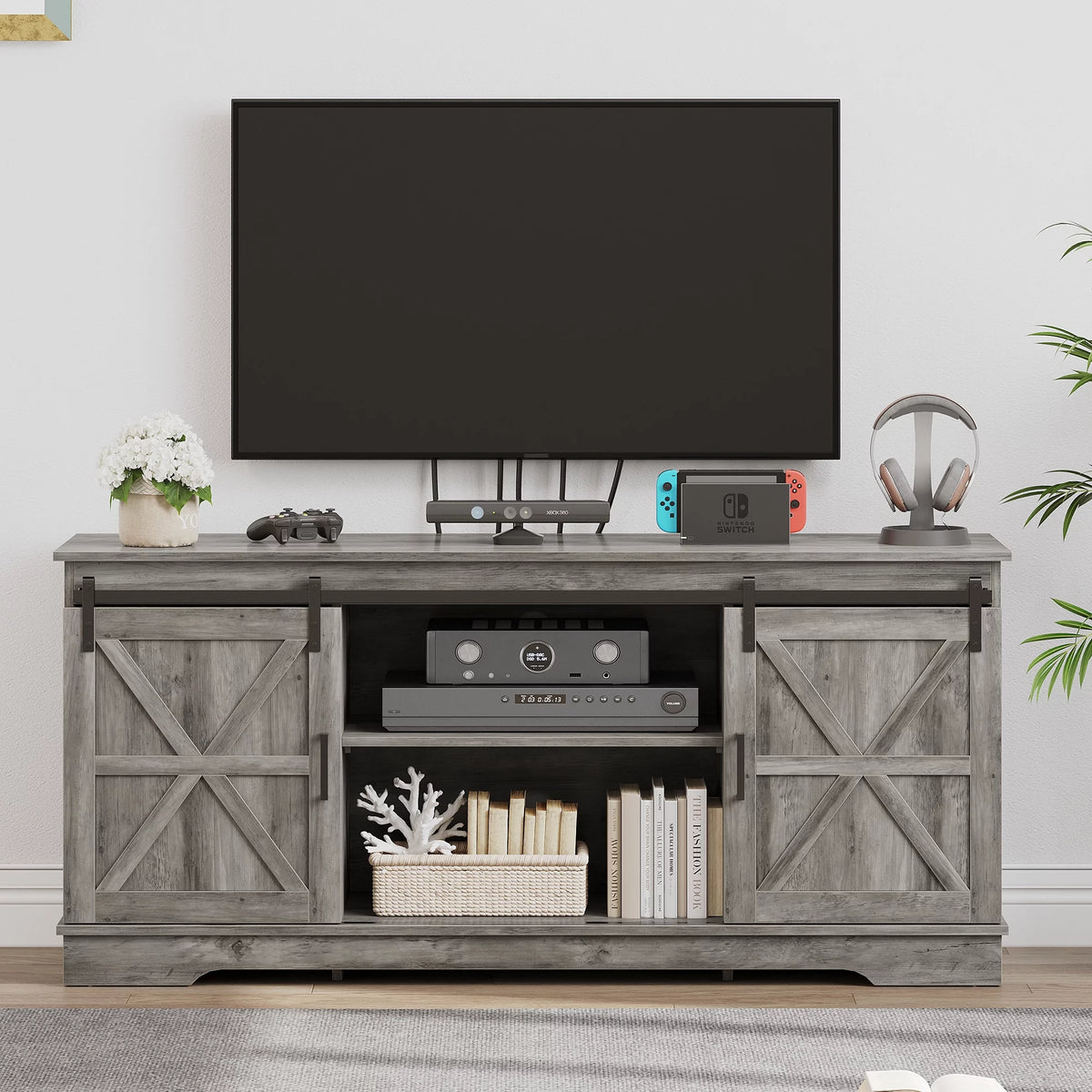 Farmhouse TV Stand with Barn Doors M78048