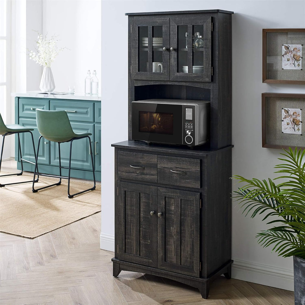 Charcoal Microwave Storage Stand with Double Door Cabinets R20582