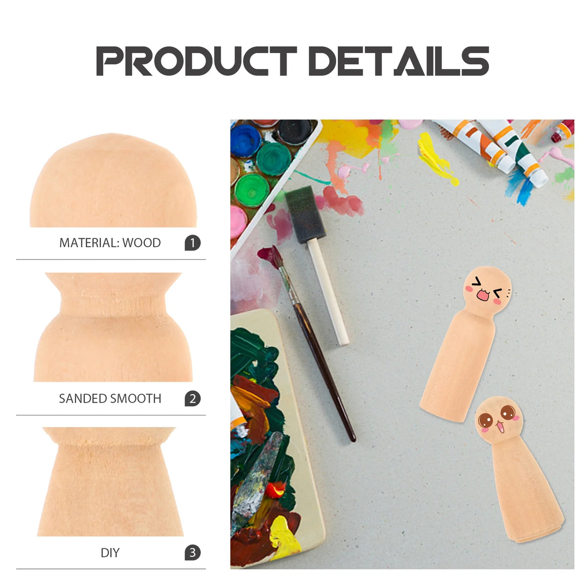 Natural Unpainted Wood Dad Peg Doll X285