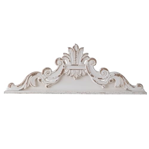 White Wood Floral Carved Wall Sculptures H9777