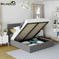 Gray Queen Size Upholstered Platform Bed with Storage R31581