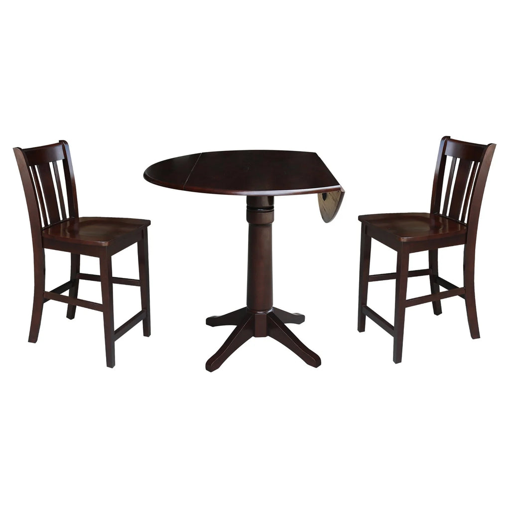 42" Round Dual Drop Leaf Pedestal Table Espresso P344