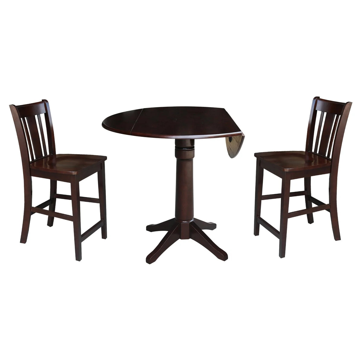 42" Round Dual Drop Leaf Pedestal Table Espresso P344