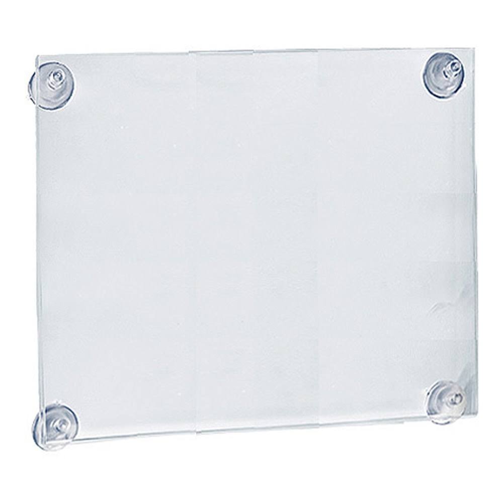 14" x 11" Acrylic Sign Holder with Suction Cups, Clear, 2/Pack U83600