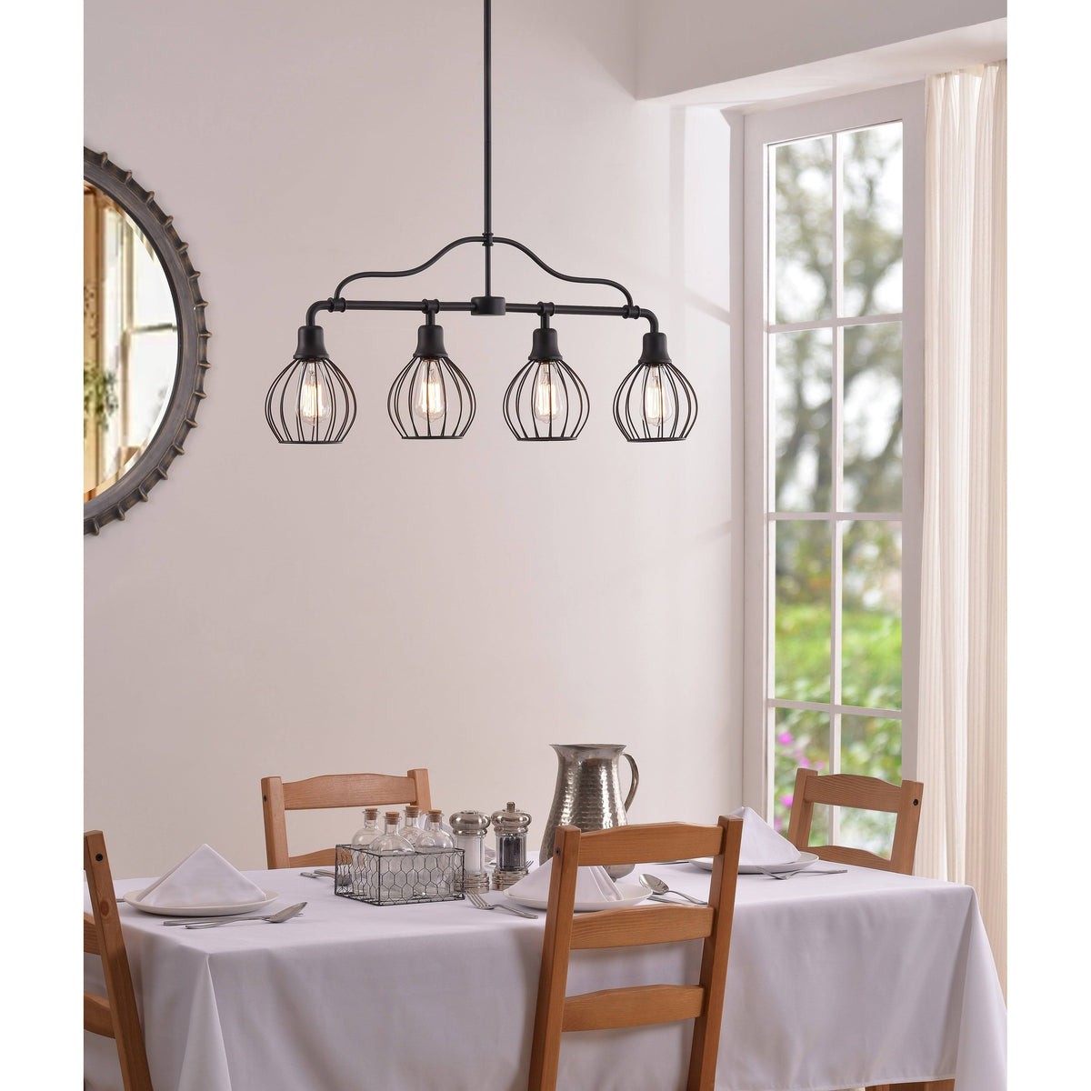 4 Light Island Light - Black Finish F18138