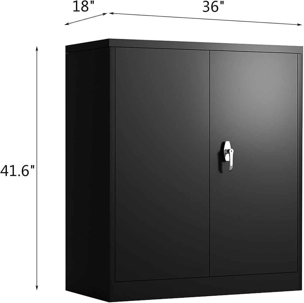 Industrial Metal Storage Cabinet with Doors, Locking Steel Cabinet with 2 Adjustable Shelves M943202