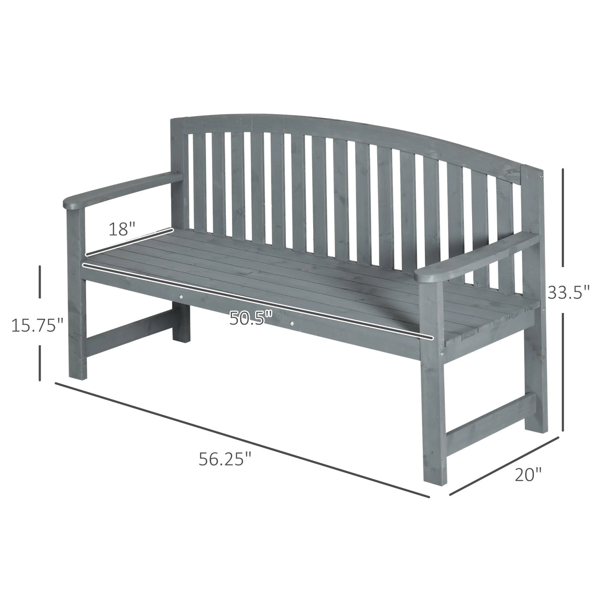 2-Person Wooden Garden Bench Patio Armchair F735