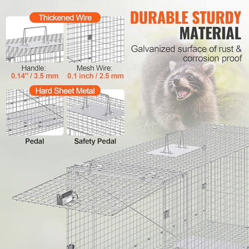 24" x 8" x 8" Galvanized Iron Folding Animal Trap D65286