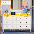 6 Drawer White Wood Dresser with Charging Station R473