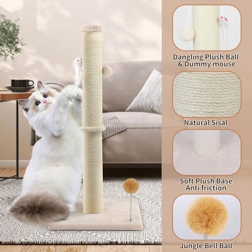 Gray 36 inch Cat Scratching Post with Sisal Rope D563