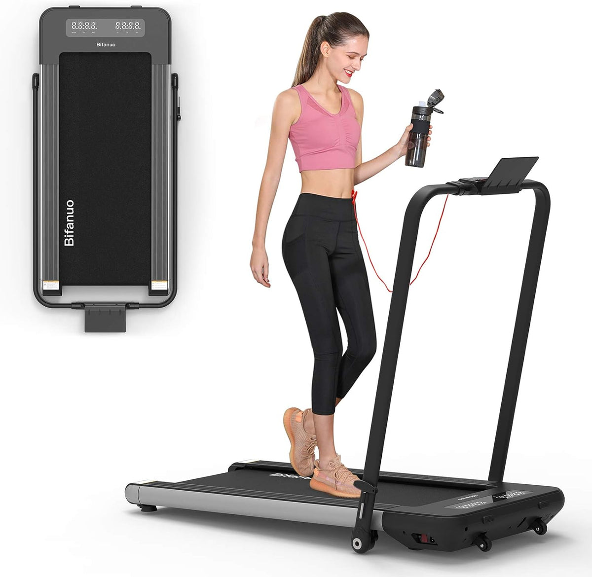 2 in 1 Folding Treadmill with Bluetooth Audio Speakers G490
