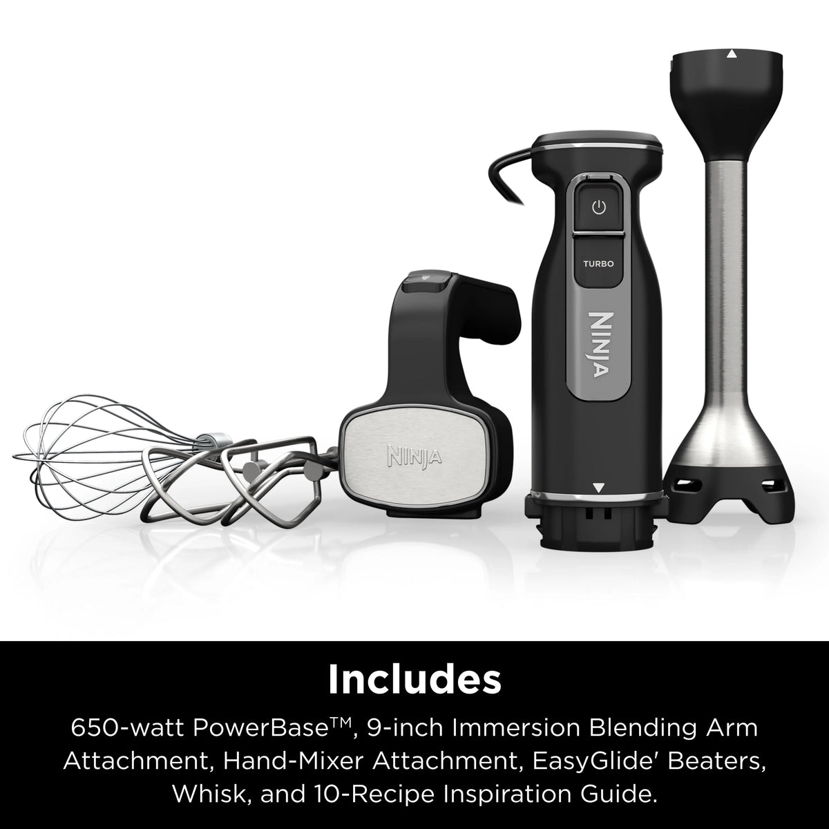 Black Hand Blender and Hand Mixer Combo with Whisk and Beaters R527