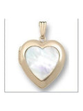 Solid 14K Yellow Gold Mother of Pearl Heart Locket N43416