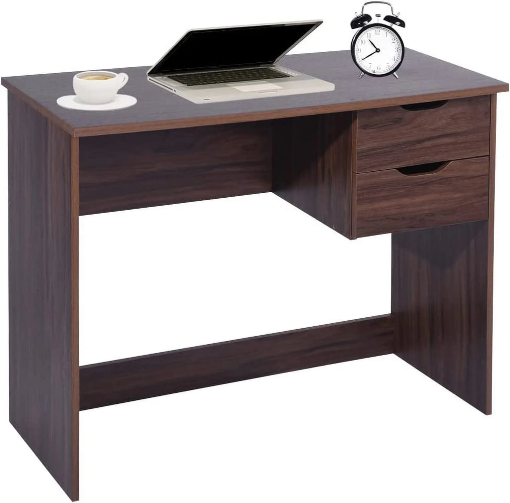 Walnut Computer Desk with Storage Drawers Y532