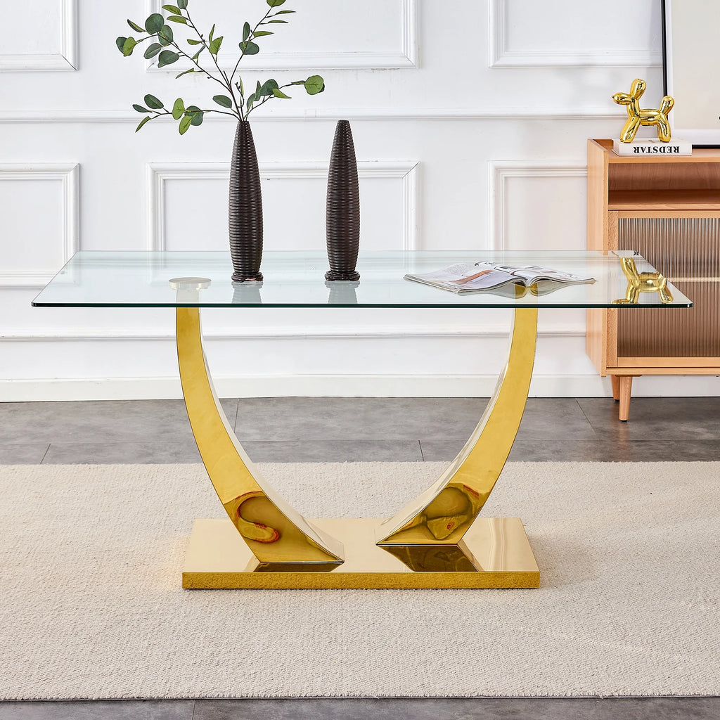 Glass Dining Table with Metal Legs Q88587