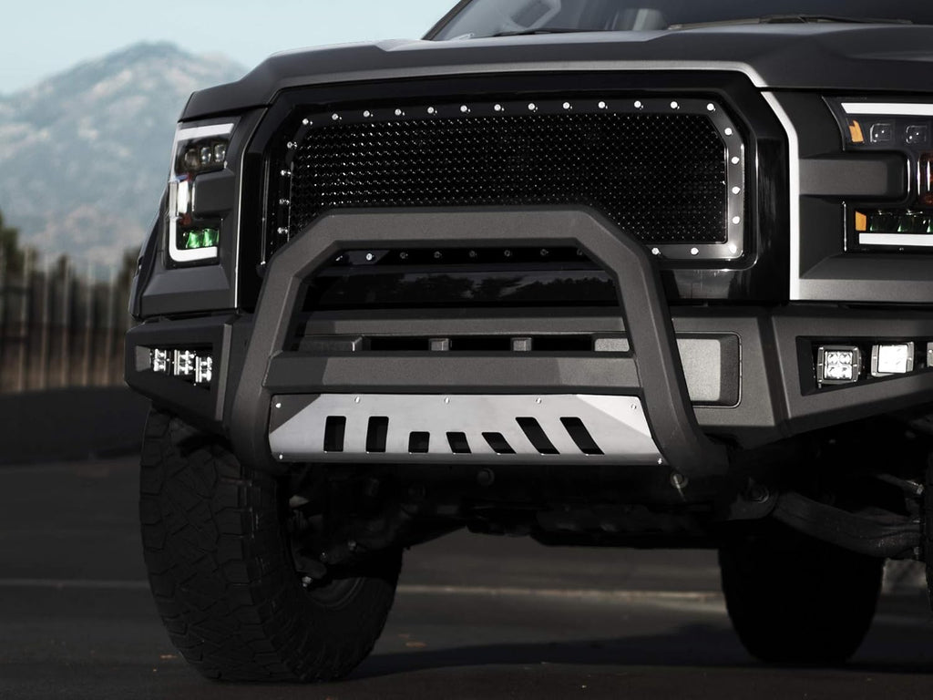 Matte Black Bull Bar with Aluminum Skid Plate I4048