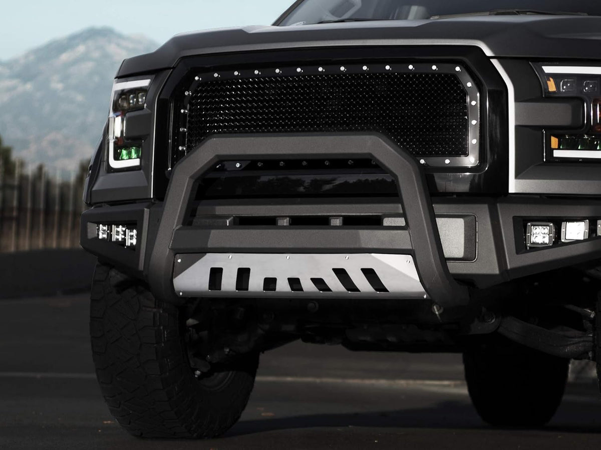 Matte Black Bull Bar with Aluminum Skid Plate I4048
