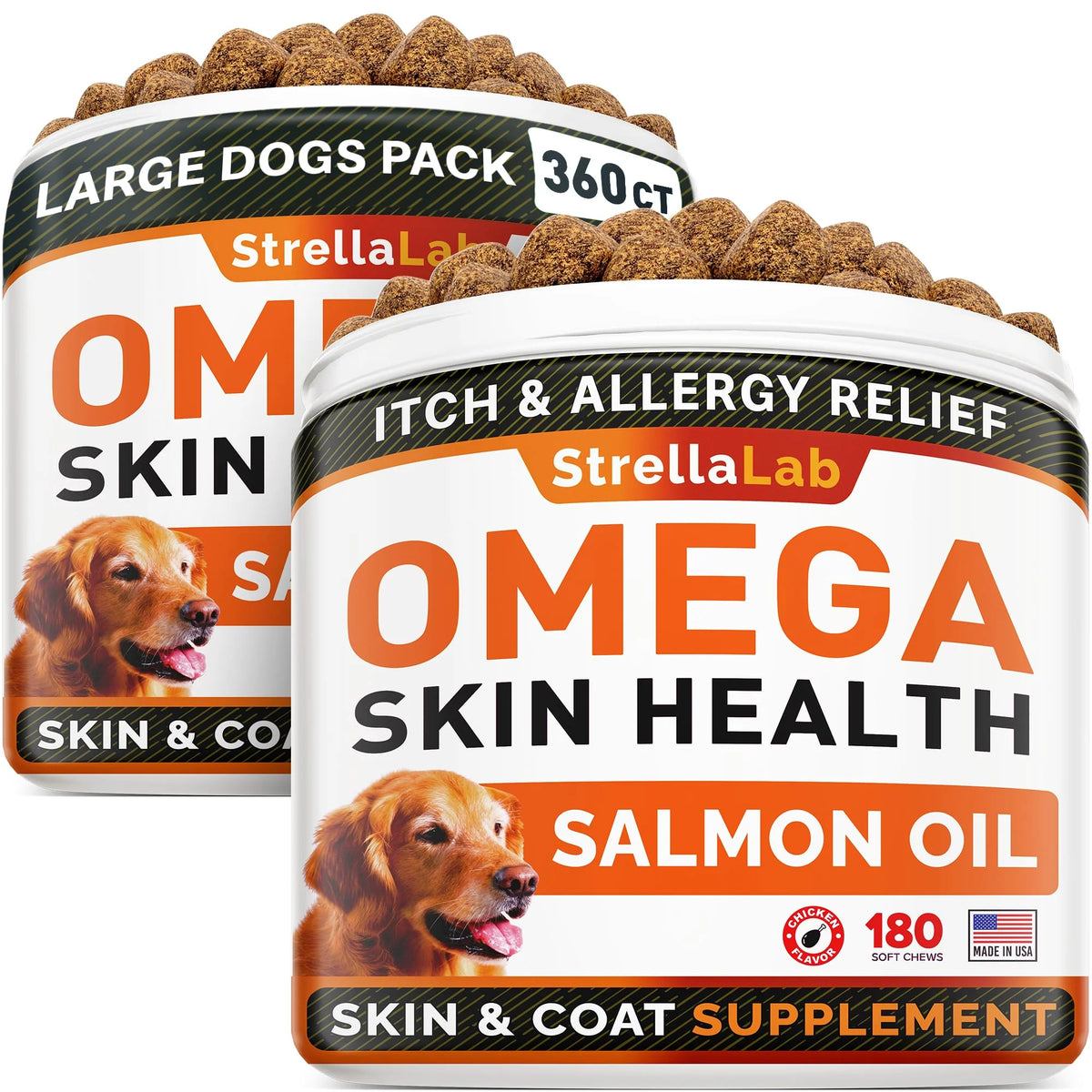 Omega 3 Fish Oil Chews for Dogs 360Ct Chicken Flavor T9178