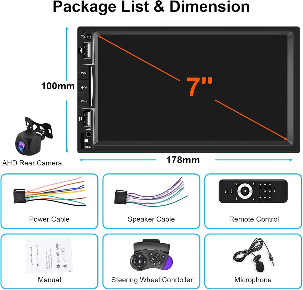 7 inch Touch Screen Car Stereo Radio with Bluetooth Backup Camera I9719