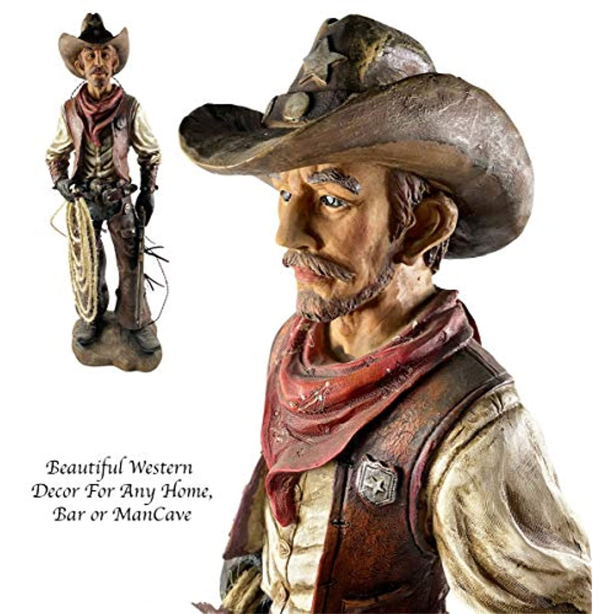 Western Cowboy Statue Hand Painted Figurine Y3980