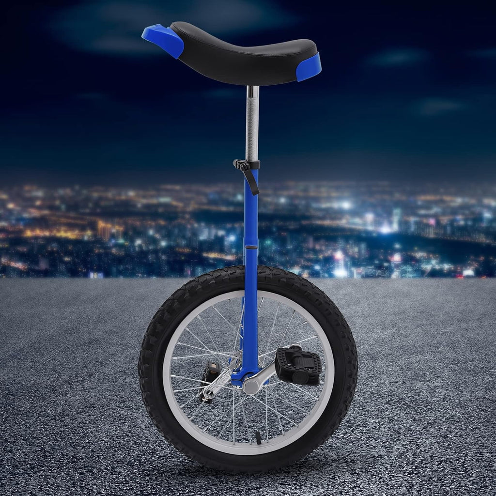 24 Unicycle 1 Wheel Bike Adjustable Height Blue V8394