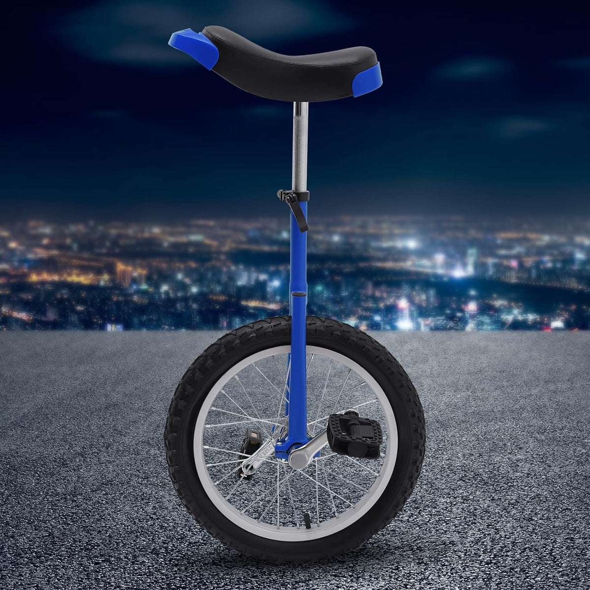 24 Unicycle 1 Wheel Bike Adjustable Height Blue V8394
