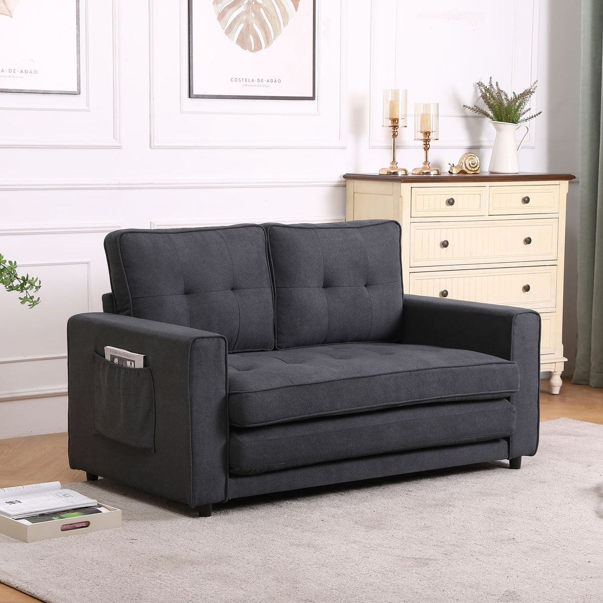 Fabric Sleeper Sofa 3-in-1 Pull Out Bed Folding Sofa R558