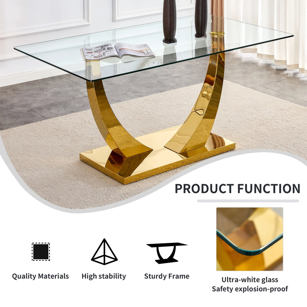 Glass Dining Table with Metal Legs Q88587