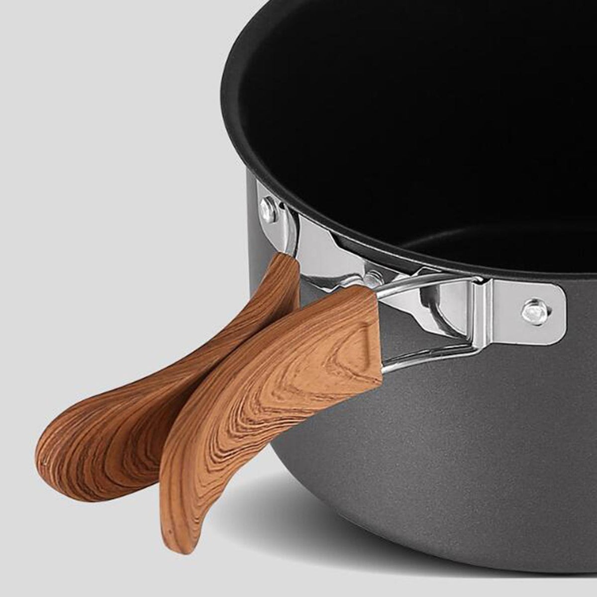 5Pcs Camping Cookware Set with Storage Bag Gray T1415