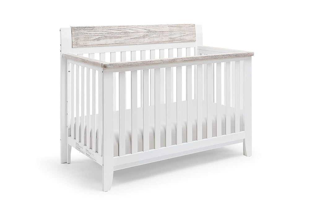 White and Wire Brushed Wood 4 in 1 Convertible Crib Q717552