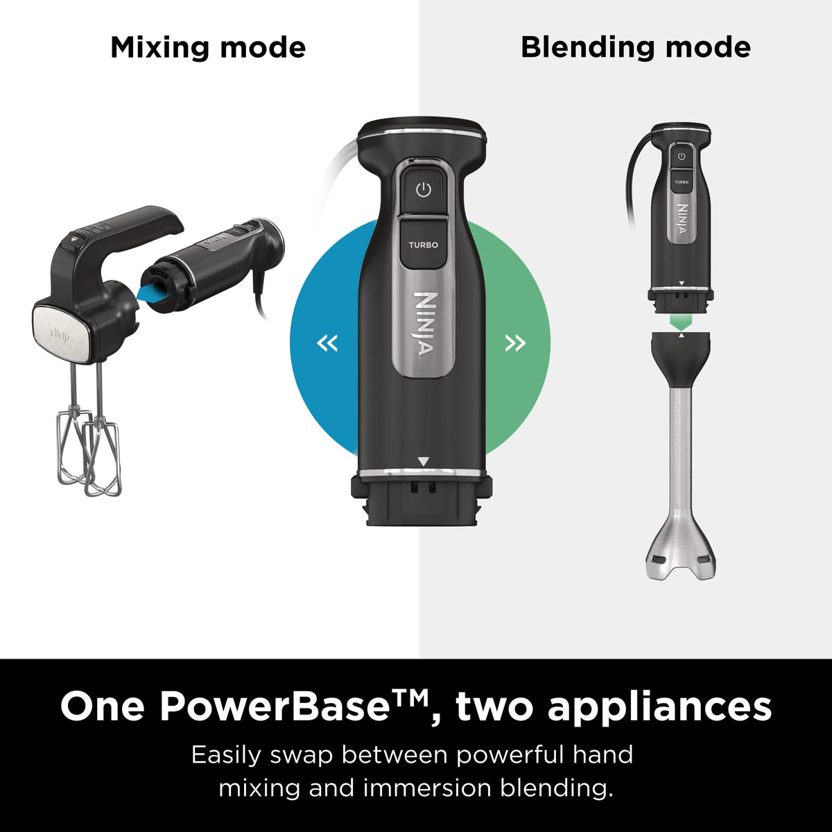 Black Hand Blender and Hand Mixer Combo with Whisk and Beaters R527