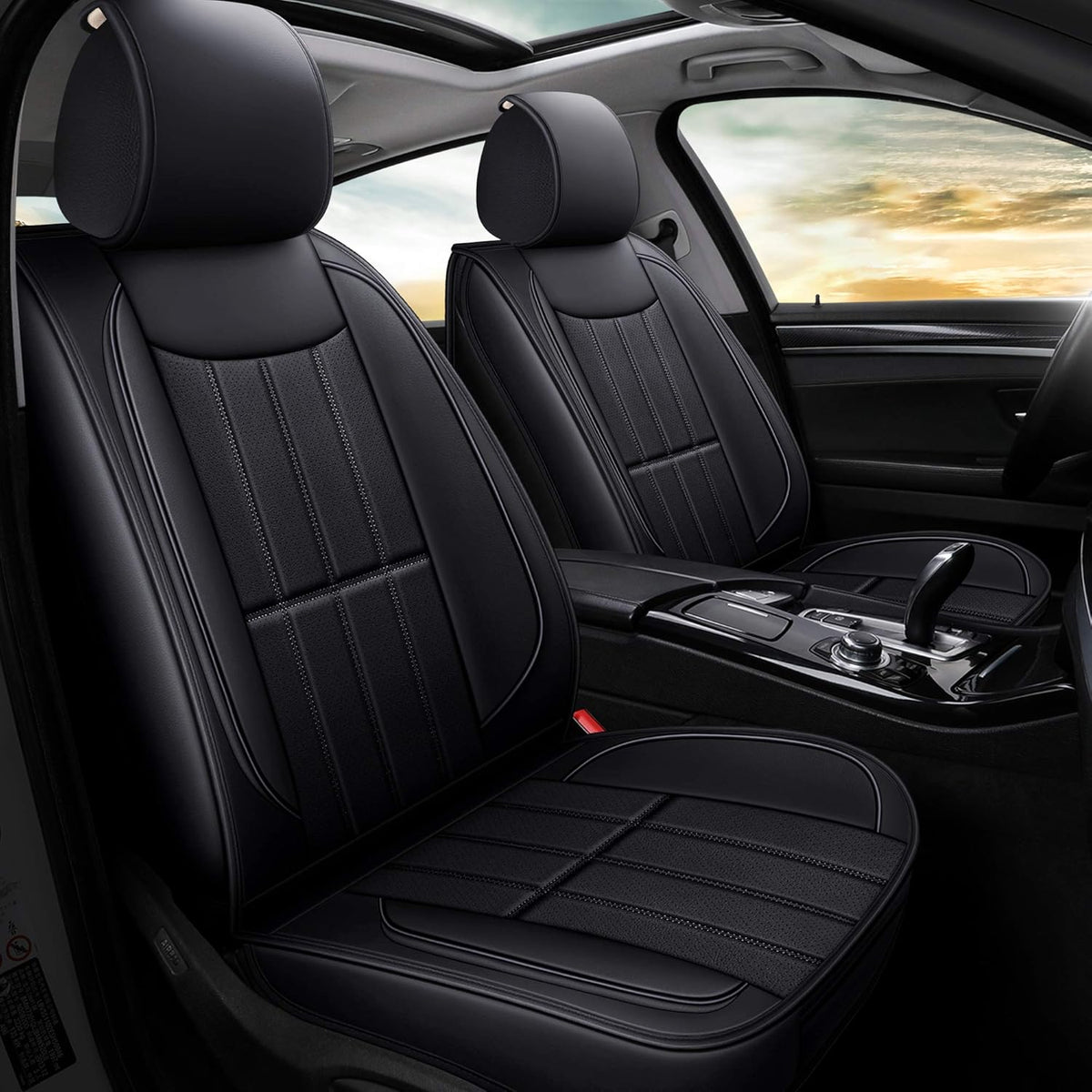 Leather Car Seat Covers Full Set Gray Q3990