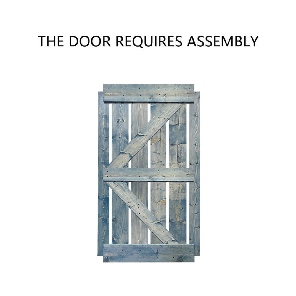 Carbon Gray Solid Pine Wood Interior Sliding Barn Door X93621