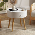 Modern Coffee Table with Drawer, Wood Legs, White, 18" H S74399