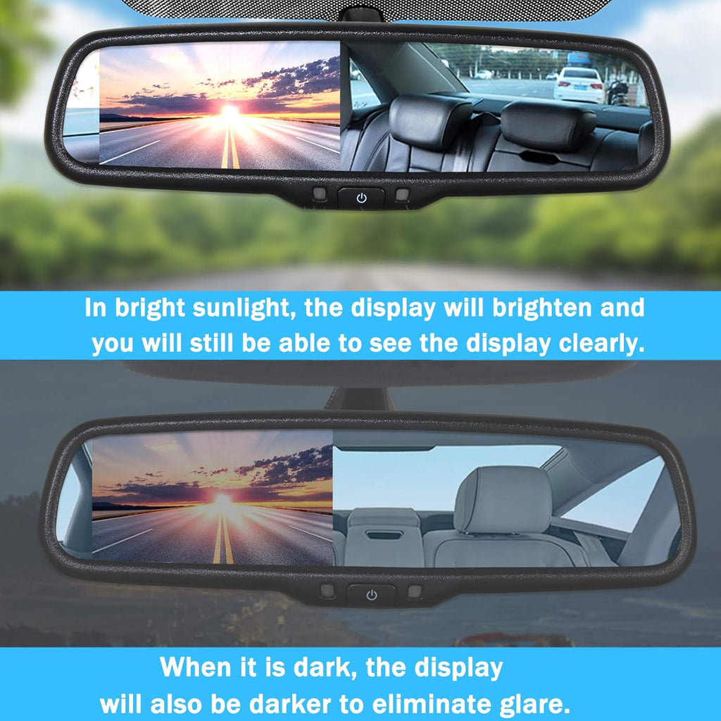 4.3 LCD Screen Auto Dimming Rear View Mirror with Universal Mount Y16223
