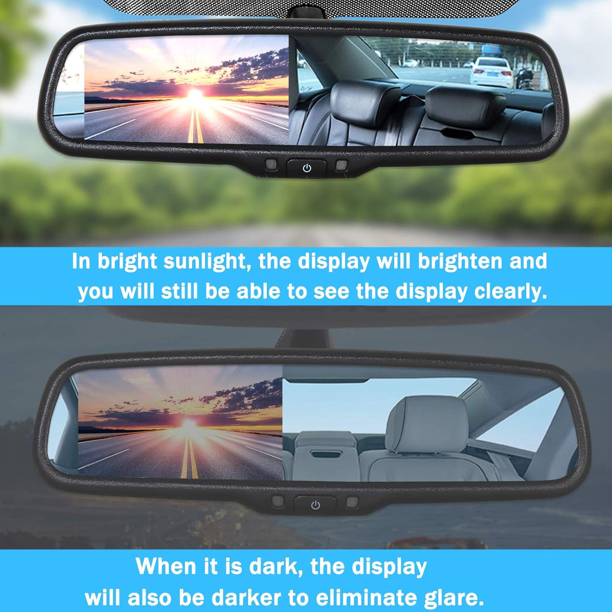 4.3 LCD Screen Auto Dimming Rear View Mirror with Universal Mount Y16223